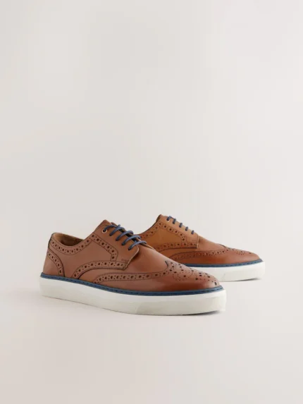 Tan Brown Cupsole Brogue Shoes