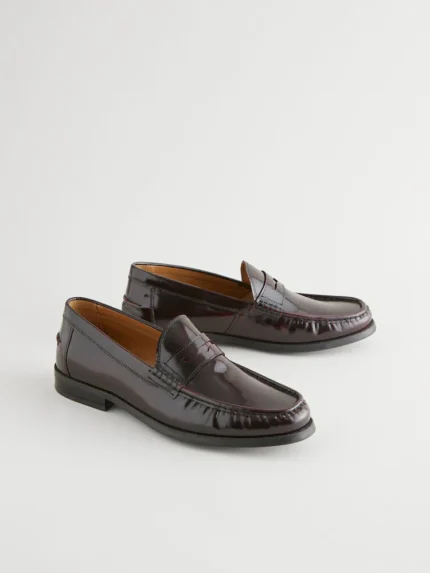 Burgundy Red Standard Fit Penny Loafers